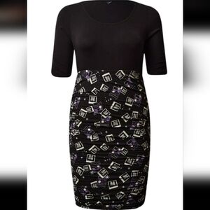 Torrid Beetlejuice Bodycon Dress Midi 2X 18/20 Goth Witchy Sexy Pinup Retro Chic